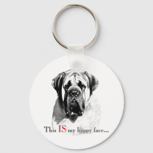 Mastiff Happy Face Keychain