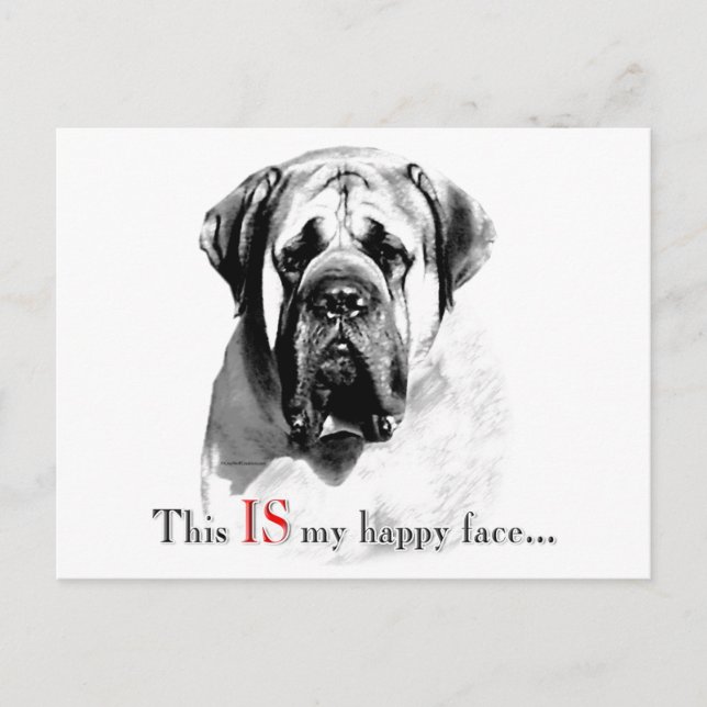 Mastiff Happy Face Postcard (Front)