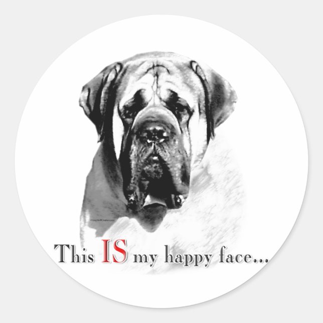 Mastiff Happy Face Sticker (Front)