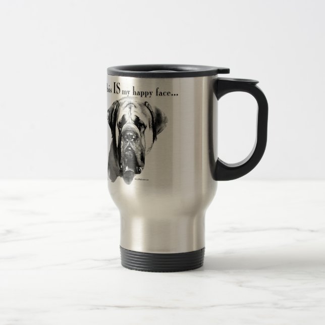 Mastiff Happy Face Travel Mug (Right)