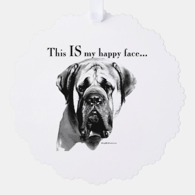 Mastiff Happy Face Tree Decoration Card (Front)
