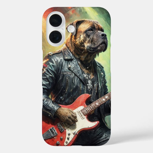 Mastiff in leather jacket playing rock guitar Case-Mate iPhone case (Back)