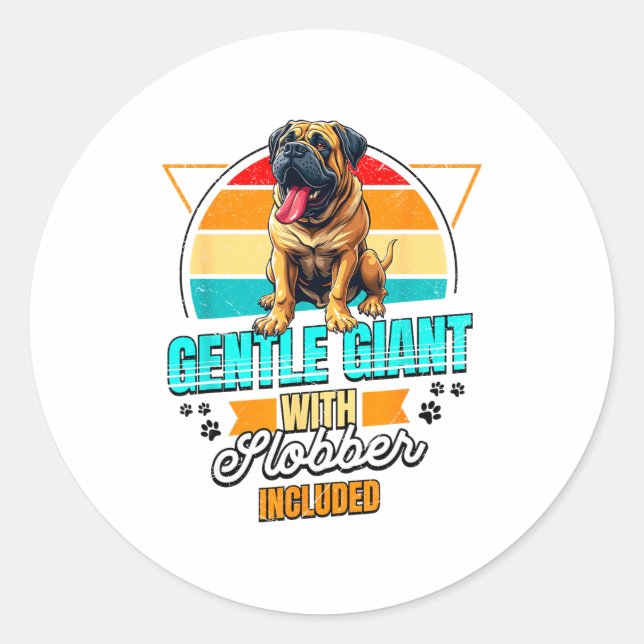 Mastiff Lover Funny Mastiff Dog Retro  Classic Round Sticker (Front)