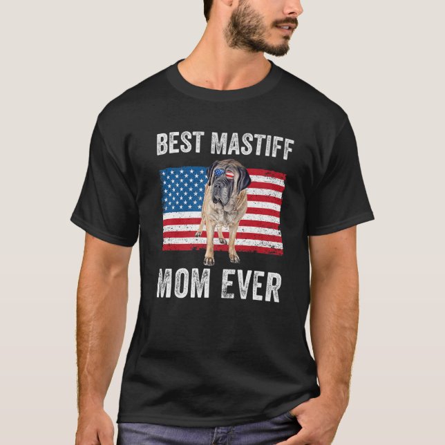 Mastiff Mum Mama American Flag English Mastiff Lov T-Shirt (Front)