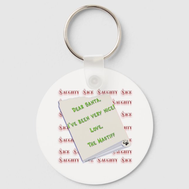 Mastiff Naughty or Nice Keychain (Front)