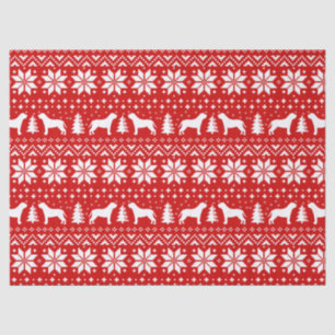 Mastiff Silhouettes Christmas Pattern Red Tissue Paper