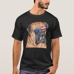 Mastiff Sunglasses American Usa Flag 4th Of July F T-Shirt