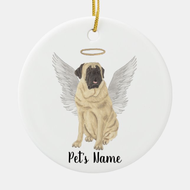 Mastiff Sympathy Memorial Ceramic Tree Decoration (Front)