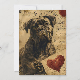 Mastiff Vintage Valentine's day  Holiday Card
