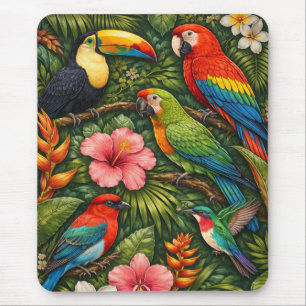 Mat For Tropical Colourful Birds Retro Toucan Mouse Mat