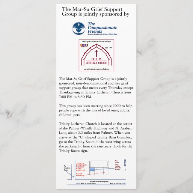 Mat-Su Grief Support Group Advertisement  Invitation (Front)