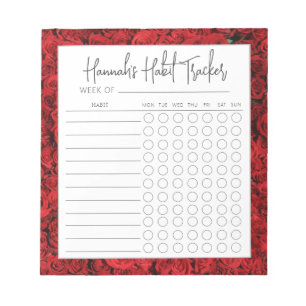 Mat Turkish Roses Minimal Script Habit Tracker Notepad