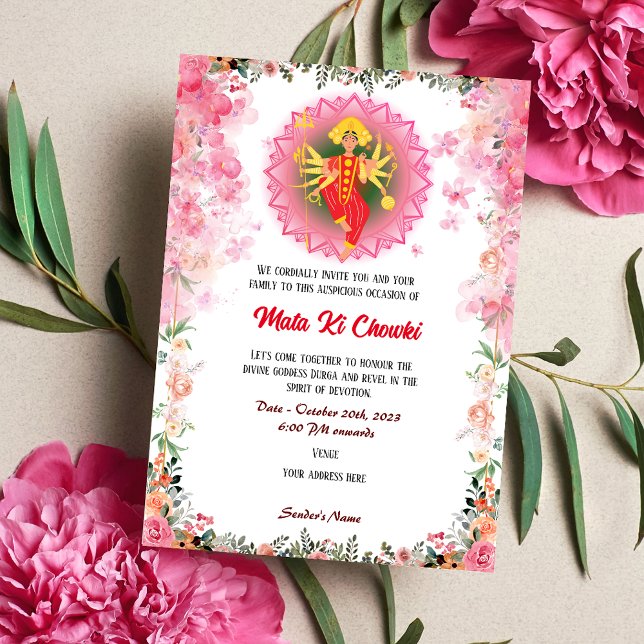 Mata Ki Chowki Goddess Durga Jagrata Invitation (Creator Uploaded)