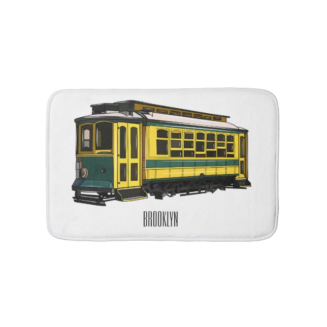 Mata trolley cartoon illustration bath mat (Front)