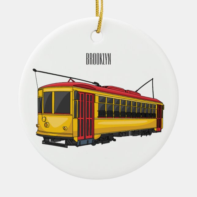 Mata trolley cartoon illustration ceramic tree decoration (Front)