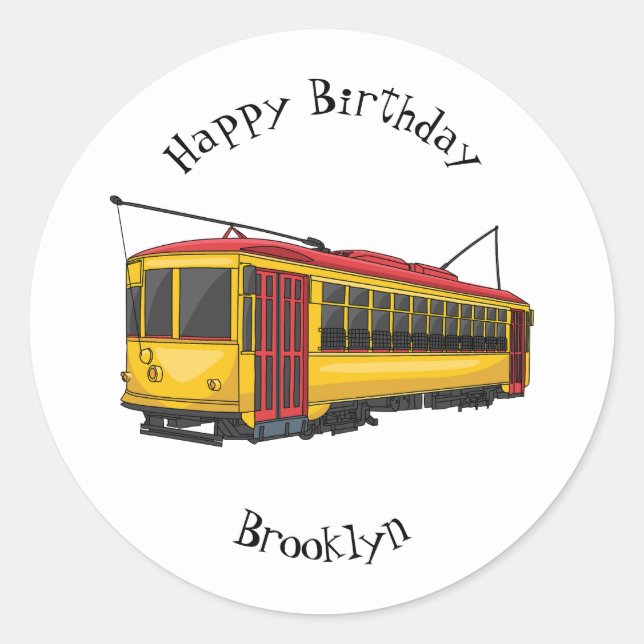 Mata trolley cartoon illustration  classic round sticker (Front)