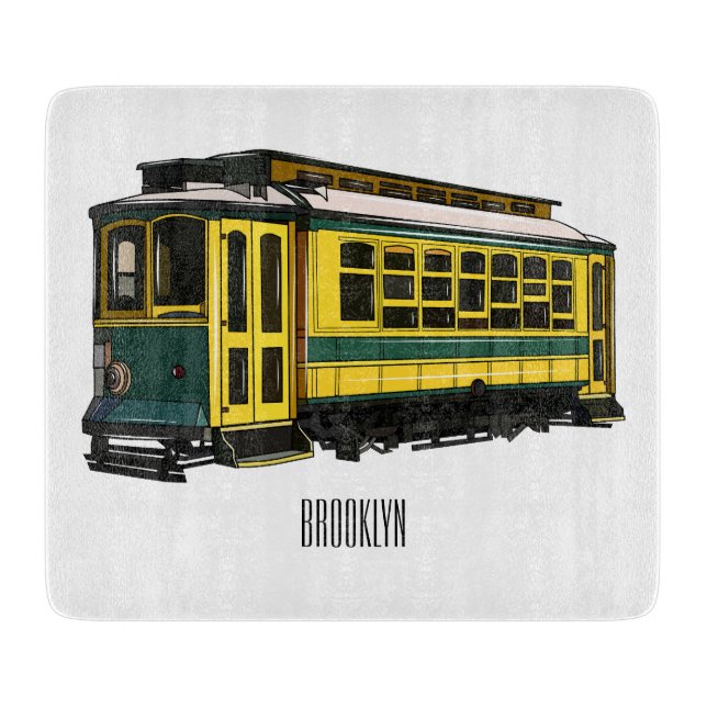 Mata trolley cartoon illustration cutting board (Front)
