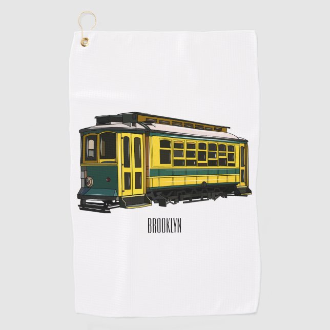 Mata trolley cartoon illustration golf towel (Front)