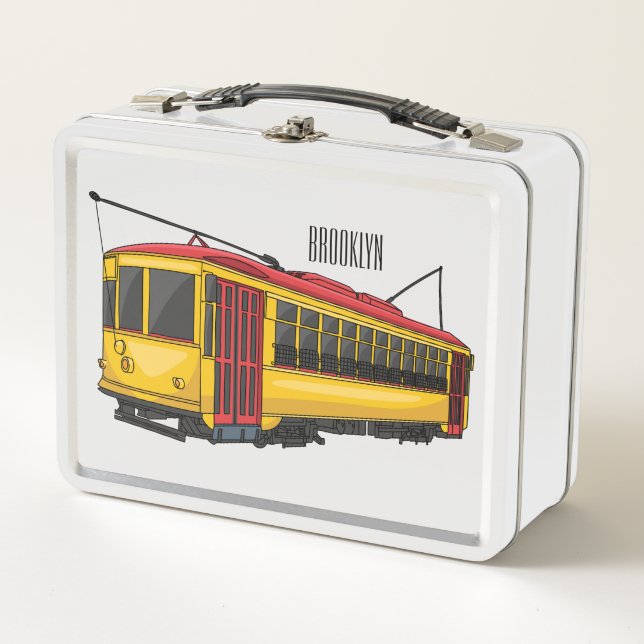 Mata trolley cartoon illustration metal lunch box (Front)