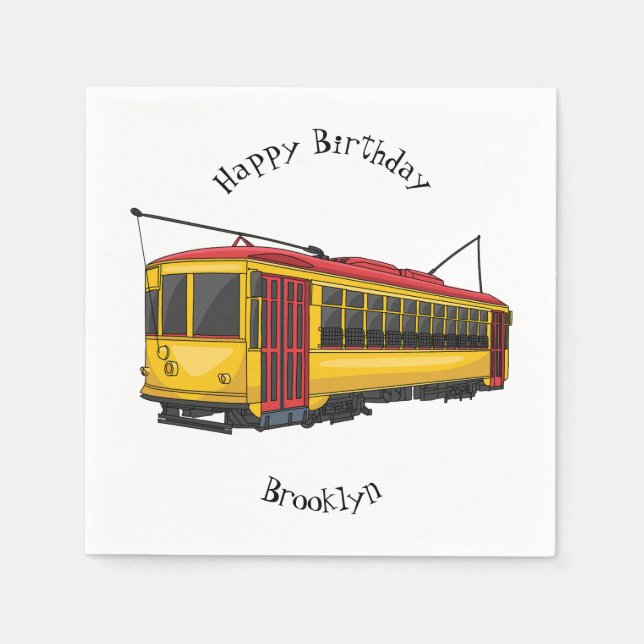 Mata trolley cartoon illustration napkin (Front)