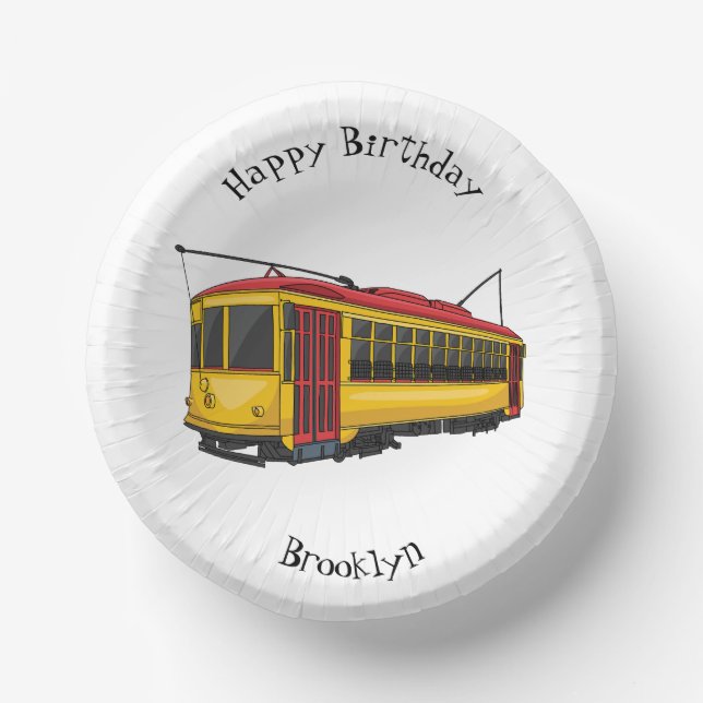 Mata trolley cartoon illustration  paper plate (Front)