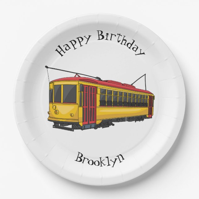 Mata trolley cartoon illustration  paper plate (Front)