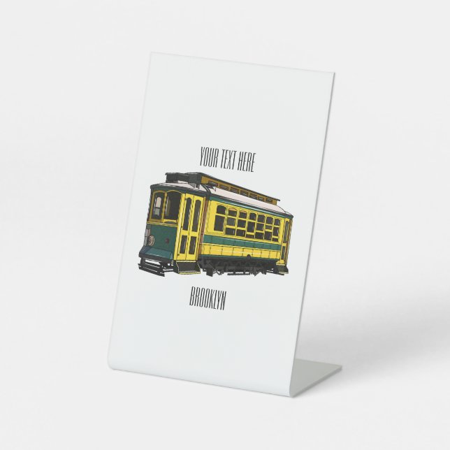 Mata trolley cartoon illustration pedestal sign (Front)