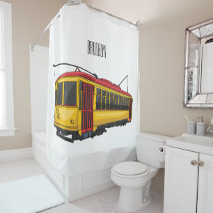 Mata trolley cartoon illustration shower curtain