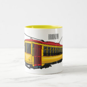 Mata trolley cartoon illustration Two-Tone coffee mug
