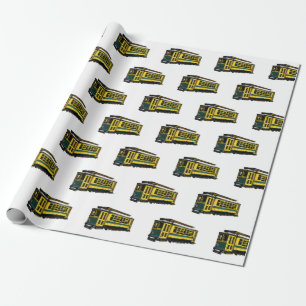 Mata trolley cartoon illustration wrapping paper