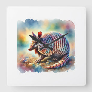 Mataco Ball Armadillo 061124AREF151 - Watercolor Square Wall Clock