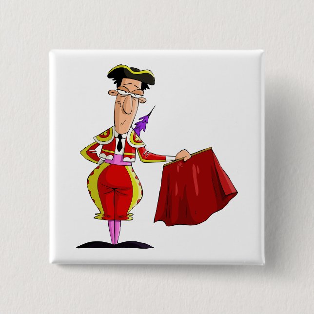 Matador with Red Cape Spanish Bullfighter 15 Cm Square Badge (Front)