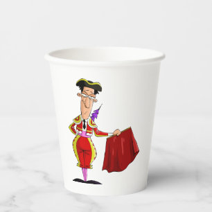 Matador with Red Cape Spanish Bullfighter Paper Cups