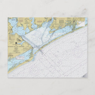 Matagorda Bay Texas Nautical Harbour chart postcar Postcard