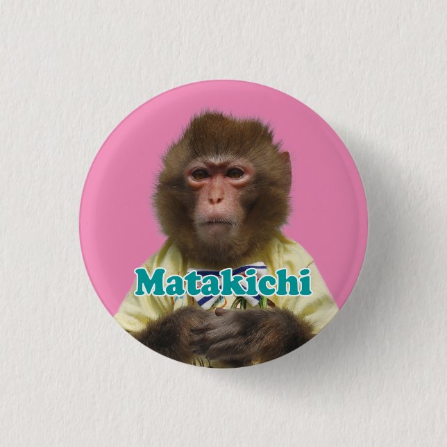 Matakichi pinBack button.また吉の缶バッジ 3 Cm Round Badge (Front)