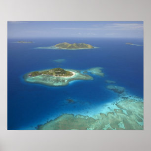 Matamanoa Island and coral reef, Mamanuca Island Poster