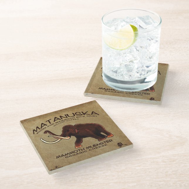 Matanuska Mammoth Muenster Cheese Glass Coaster (Angled)