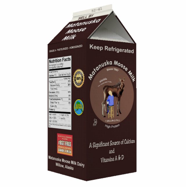 Matanuska Moose Milk Carton Photo Sculpture Magnet (Front)