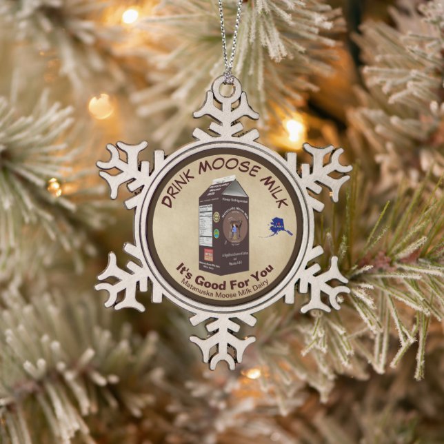 Matanuska Moose Milk Snowflake Pewter Christmas Ornament (Tree)