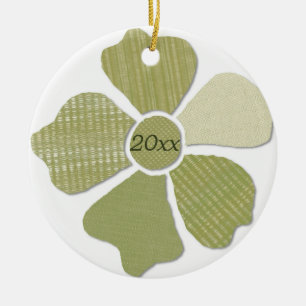 Match Any Color Faux Fabric Collage Flower Ceramic Tree Decoration