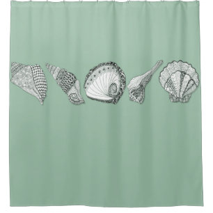 Match any Colour Background Hand Drawn Seashell Ar Shower Curtain