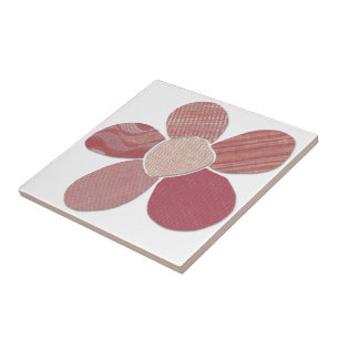 Match Any Colour Faux Fabric Collage Flower Tile