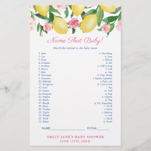 Match Baby Animal With Mum Lemons Shower Game Card