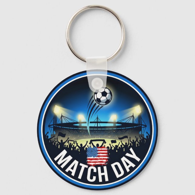 Match Day Soccer Fan With Custom Country Flag Key Ring (Front)