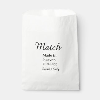 Match made in heaven add name date simple calligra favour bags
