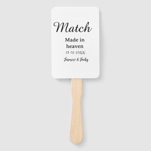 Match made in heaven add name date simple calligra hand fan