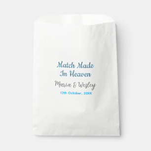 Match made in heaven blue black couple name date favour bags