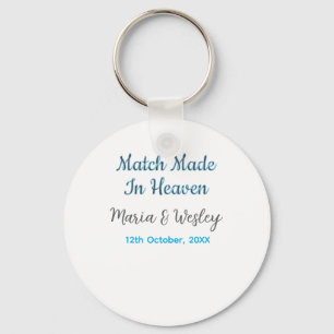 Match made in heaven blue black couple name date key ring