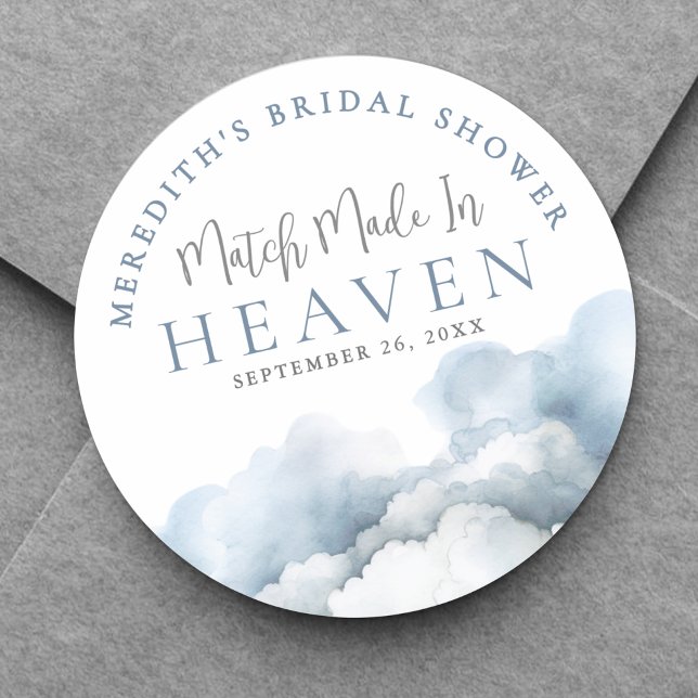 Match Made In Heaven Bridal Shower Classic Round Sticker (Match Made In Heaven Bridal Shower Classic Round Sticker)