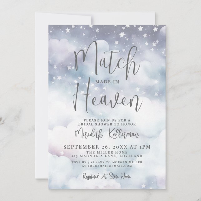 Match Made In Heaven Bridal Shower Invitation (Front)
